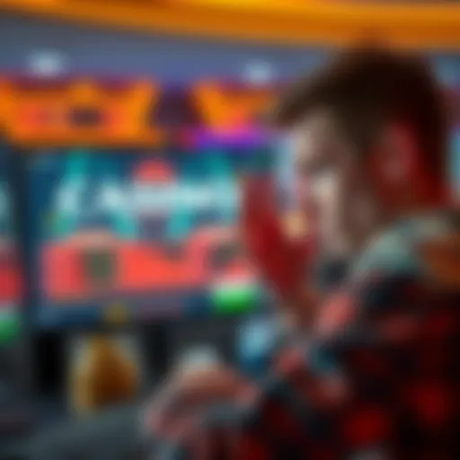 A player showing frustration in front of a computer screen displaying Casino Infinity, with withdrawal issues highlighted, illustrating the struggles players face when trying to cash out their winnings.