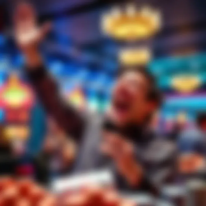A person joyfully celebrating after winning a jackpot at the casino with a $6 bet