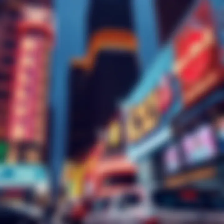 Bally's, Hard Rock and Resorts World buildings with bright lights and casino signage in New York City