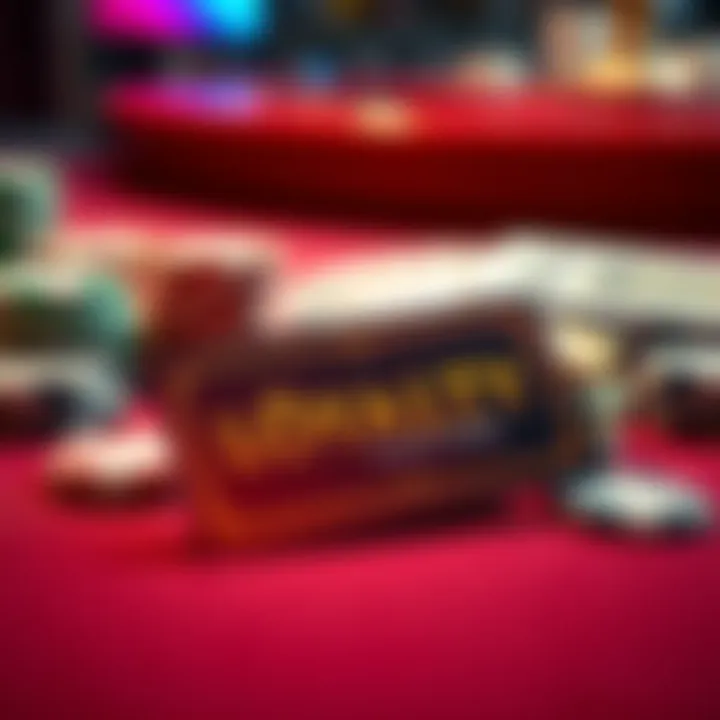 Close-up of a casino loyalty card with chips and playing cards in the background