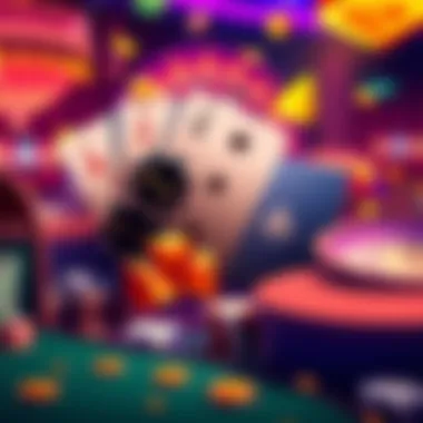 Casino Loyalty Program Rewards Illustration of casino loyalty cards and rewards such as points, discounts, and free play options.