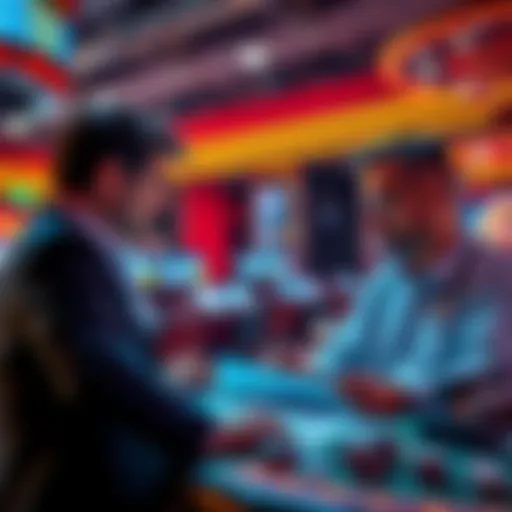 Mathematicians discussing data and strategies in a casino setting