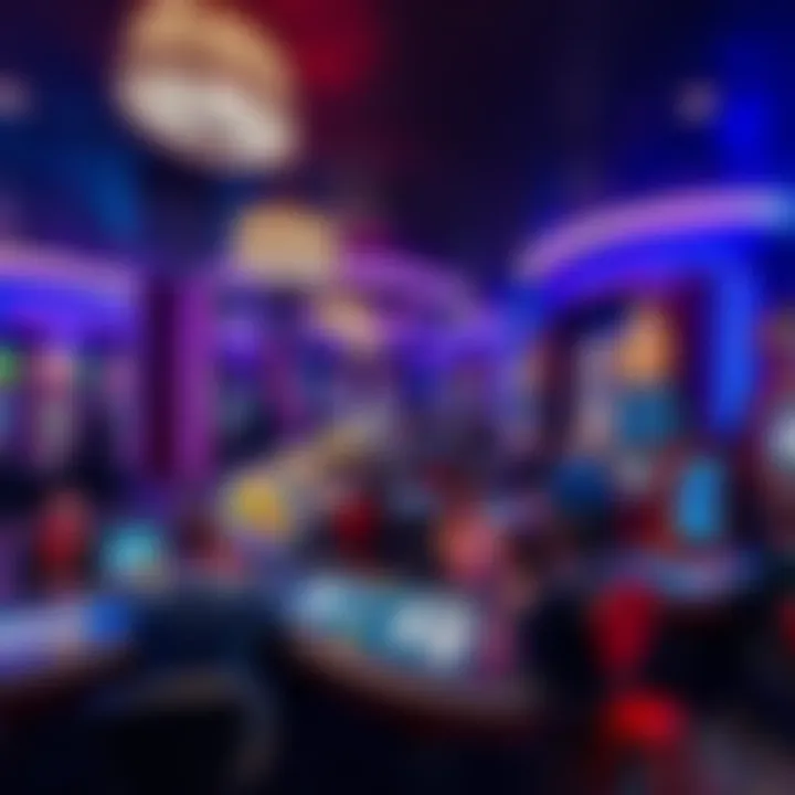 A busy gaming area in Casino Montreal with players at tables, focusing on 3/5 games