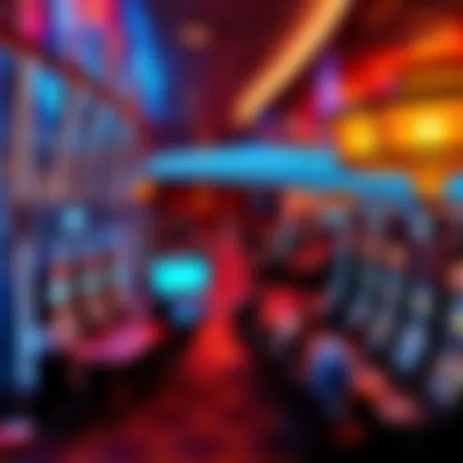 A lively casino scene on a cruise ship with players at various tables and slot machines, showcasing a fun gaming atmosphere.