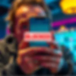 A player looking frustrated while holding a phone showing a blocked payment notification from SuperSlots.ag