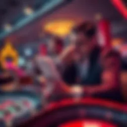 A frustrated player at a casino desk showing a document to staff, indicating a payment issue