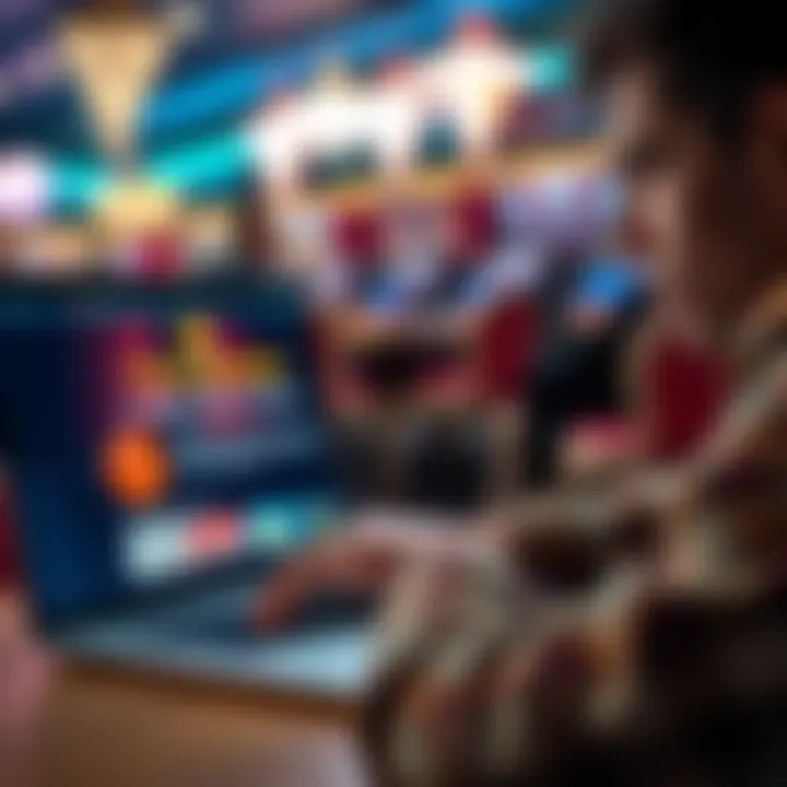 A person looking frustrated while using a laptop, displaying a casino website and a message about payout problems