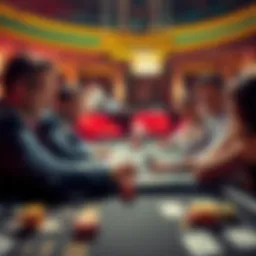 Group of players discussing game strategies at a casino table