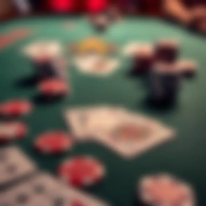 A close-up of a casino poker table showing cards and chips, illustrating the impact of new rake rules on gameplay.