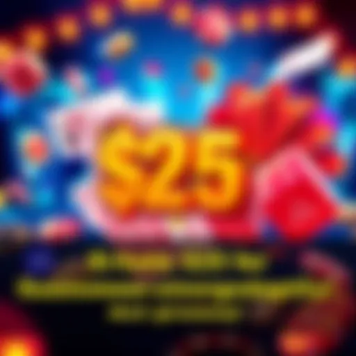 A graphic showing a casino theme with symbols like cards, dice, and money being sent through PayPal and Venmo, highlighting a $25 giveaway
