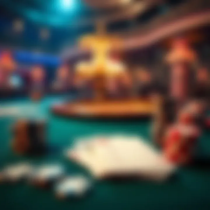 A casino table with a deck of cards and stacks of chips, representing gambling and refund inquiries.