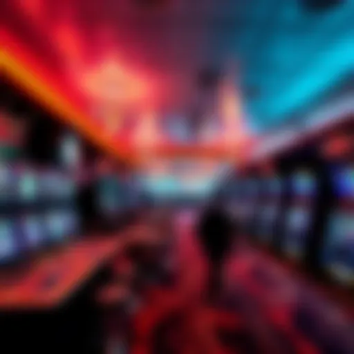 Modern casino floor with gaming tables and slot machines