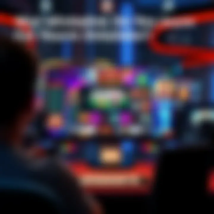 A computer screen displaying a vibrant casino simulator game with colorful graphics and engaging layout
