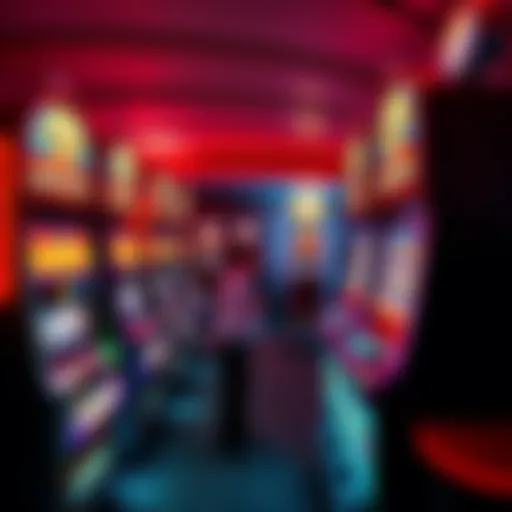 A colorful array of slot machines in a casino, highlighting various game options and lights.