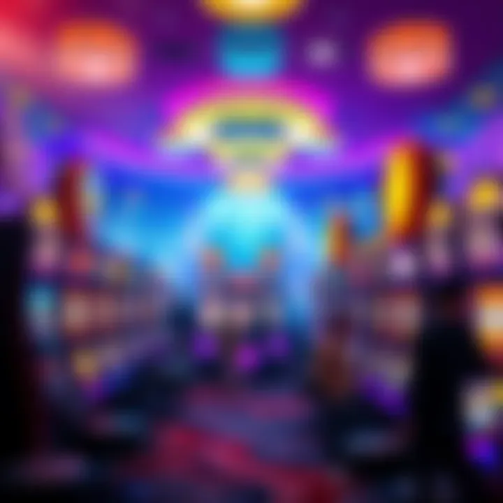 Casino Slot Machines A vibrant casino setting with colorful slot machines and people playing games