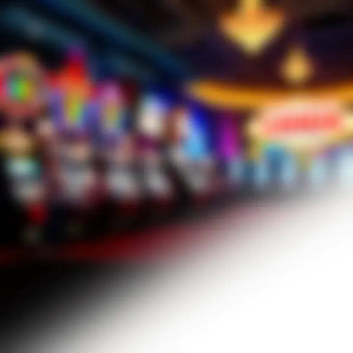 Casino Slot Machines A vibrant casino scene in Las Vegas featuring colorful slot machines and excited players trying their luck.