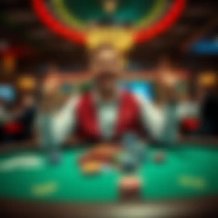 A happy player celebrating a win at a casino table with chips and cards