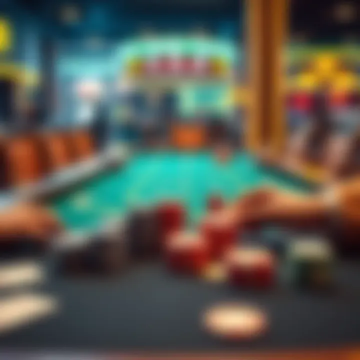 A casino table featuring a banker position with chips and cards, showcasing a game scenario without commission fees.
