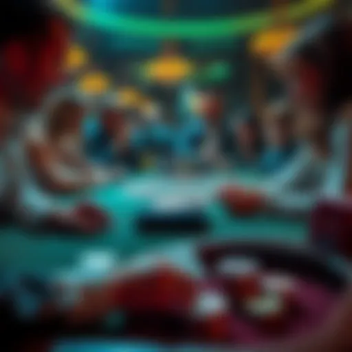 People sitting at a casino table with multiple playing cards, showing excitement and tension during a game.