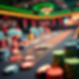 A casino table filled with colorful chips and a variety of betting options, showcasing how to earn tier credits through strategic betting.