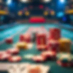 A casino table with colorful chips and cards, showing a chance to win big.