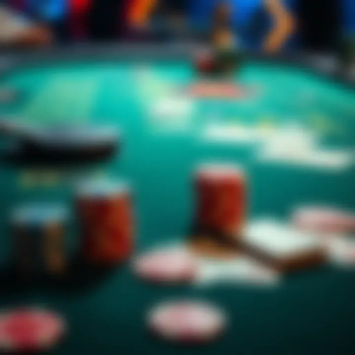 A casino table showing poker chips and cards, illustrating the concept of banker tax affecting player winnings