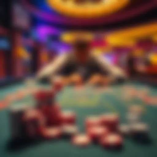 A casino table with a player looking disappointed and empty chip trays, symbolizing a gambling loss of $500.