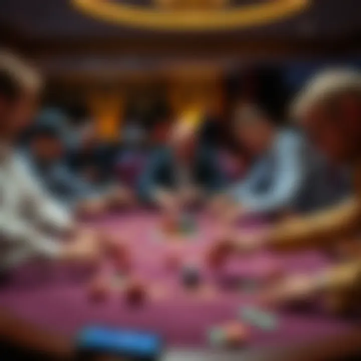 Players at a casino table performing rituals and handling chips while playing games