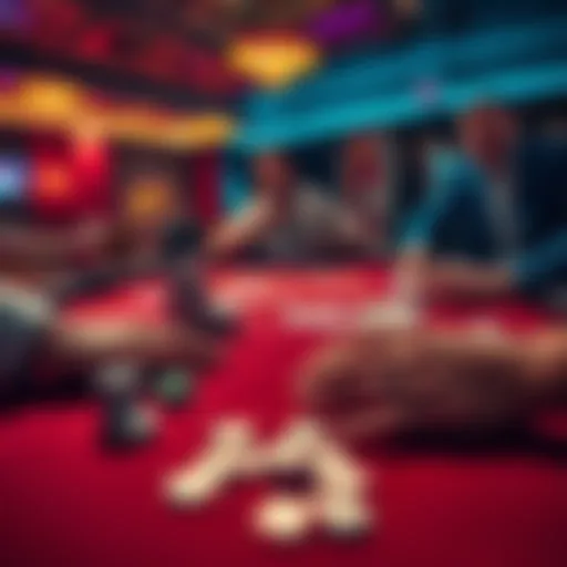 A player at a casino table enjoying a game with chips and cards spread out, celebrating a winning moment.