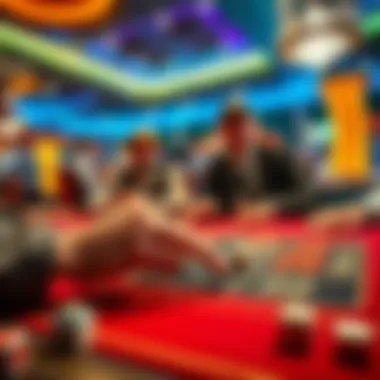A player at a casino table rolls dice while others watch, showcasing excitement from a game of Craps.