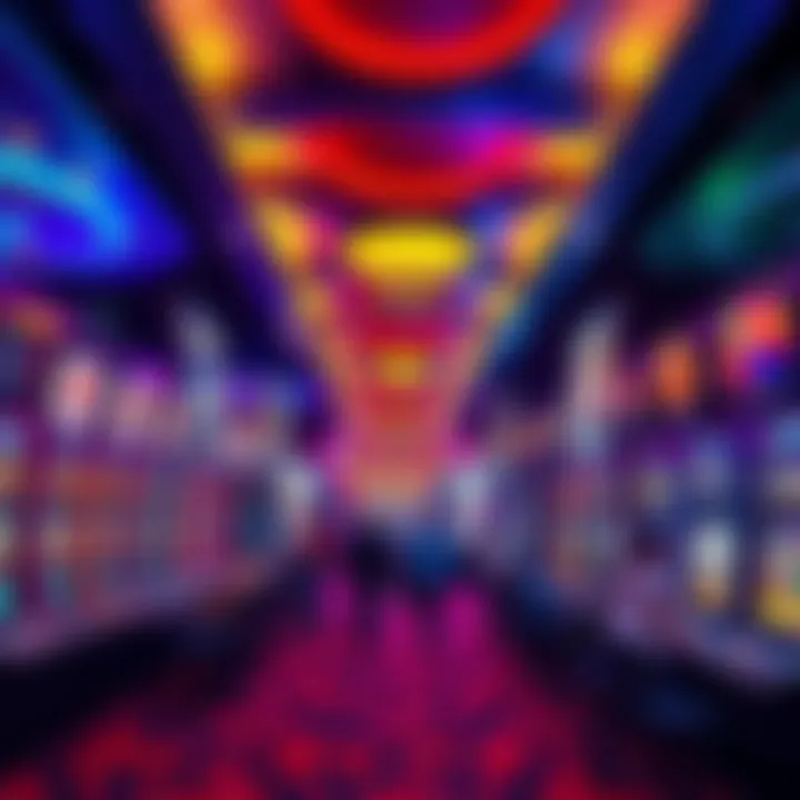 A vibrant casino floor with people playing slot machines and table games, showcasing the excitement of the gambling boom.