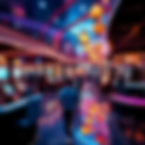 A vibrant casino scene showcasing new gaming technology and people enjoying various games in a modern setting.