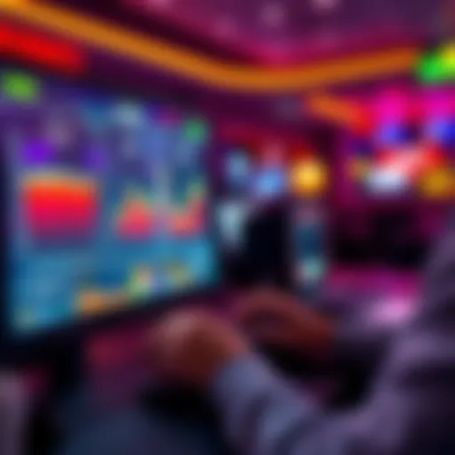 A person analyzing casino reviews on a computer with visible charts and ratings.