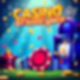 A vibrant illustration of casino chips, a roulette wheel, and a slot machine, symbolizing winning strategies in gambling.