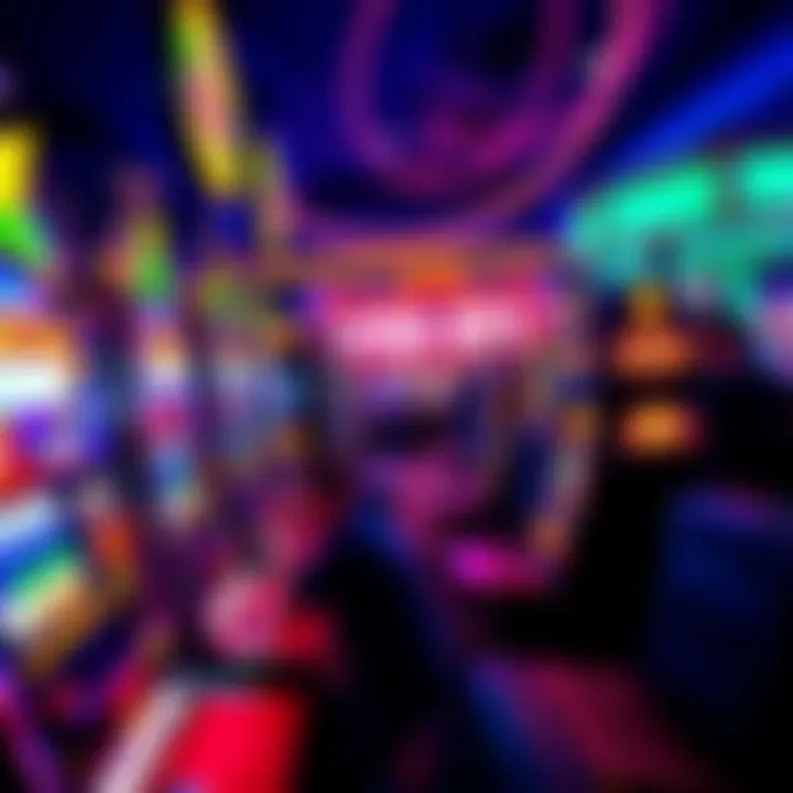 A vibrant casino scene showing slot machines and gamblers excitedly playing, with a focus on Fire Bet odds at Emerald Queen Casino