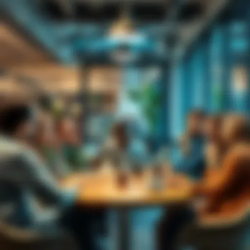 People gathered around a table sharing their weekend experiences over coffee