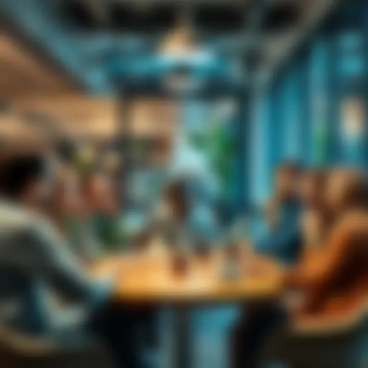 People gathered around a table sharing their weekend experiences over coffee