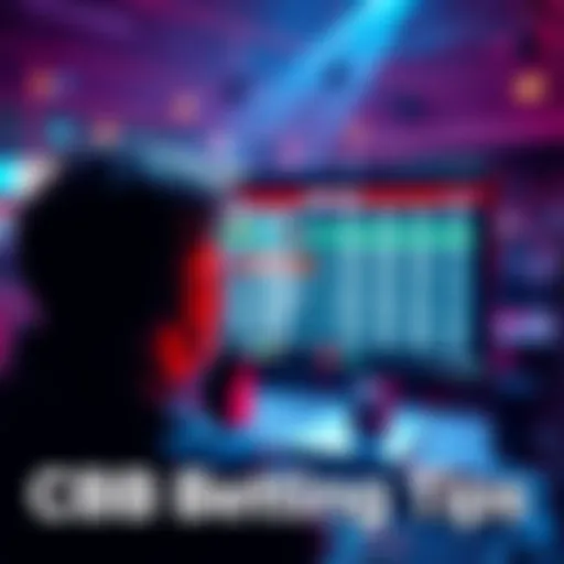 A person looking at a computer screen displaying betting tips for CBB events.