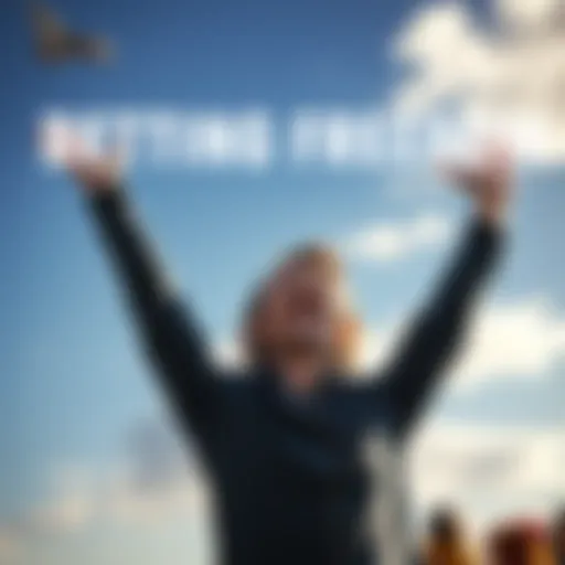Celebrating Two Years of Betting Freedom A cheerful person raising their arms in celebration outdoors, symbolizing two years without gambling and a positive life change.
