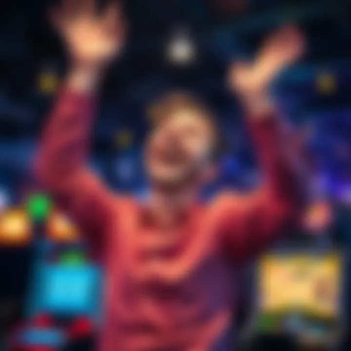 Individual joyfully celebrating freedom from online gambling addiction