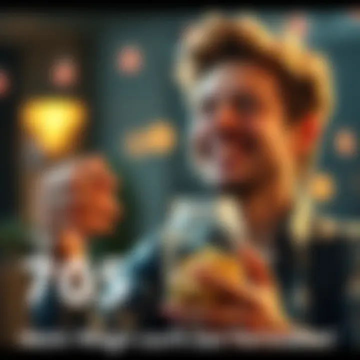 A person celebrating their recovery A person smiles while holding a savings jar, symbolizing freedom from gambling addiction and financial stability.
