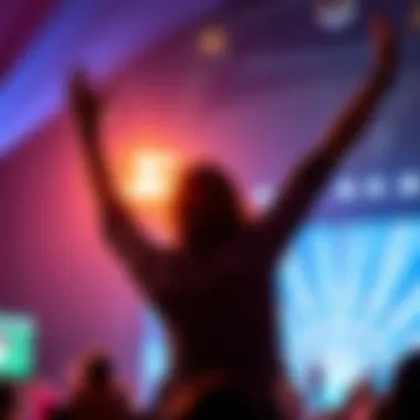 A person joyfully celebrating reaching their financial goals, with hands raised in excitement and a bright background.