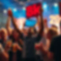 Celebration of 8k Win People celebrating a win with drinks and smiles, some holding signs of support, while others show mixed reactions