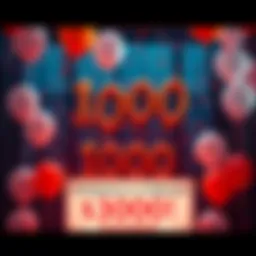 A festive scene with balloons and confetti to celebrate reaching 1000 followers, with a sign displaying a $3000 giveaway.