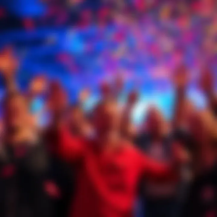 Celebration of New Free Spin Record People celebrating the increase of the free spin record with confetti and smiles, showing excitement.