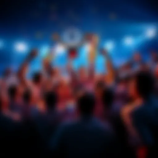 People celebrating the winner of the 25-legged award in a game event