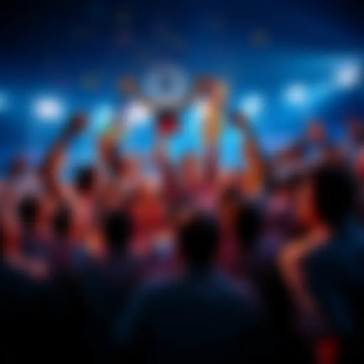 People celebrating the winner of the 25-legged award in a game event