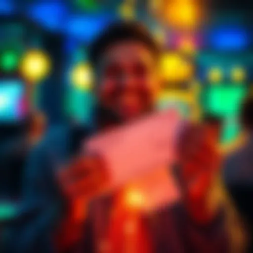 A person happily holding a paycheck with a big smile, symbolizing recovery from gambling addiction and taking control of finances.