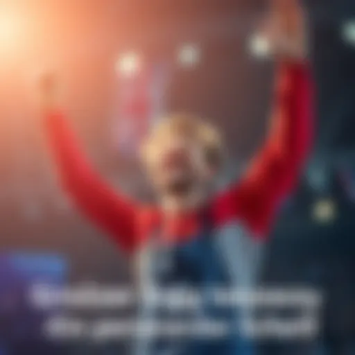 A person joyfully celebrating their personal victory with raised arms and a smile.