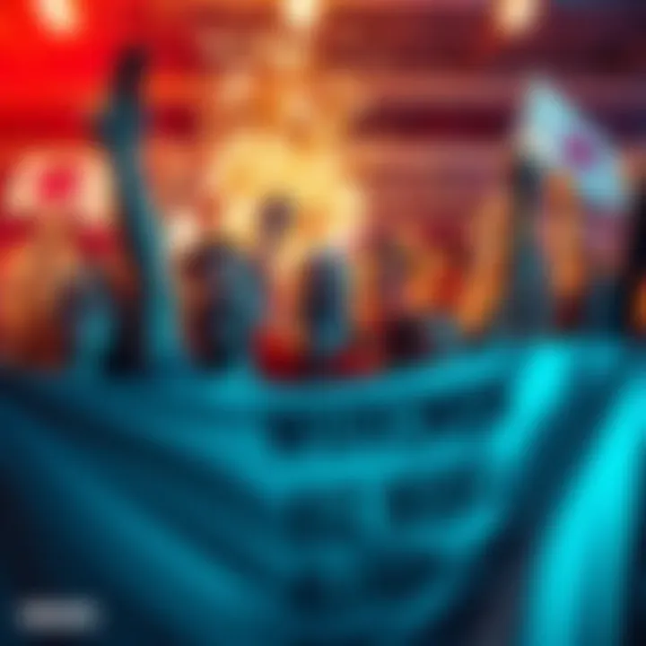 Celebration of Success A group of people celebrating a recent victory with smiles and cheers, holding banners of support.